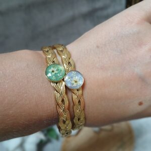 Bracelet jonc fleurs séchées sureau