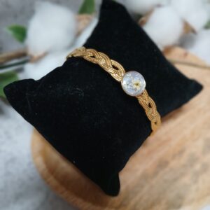Bracelet jonc fleurs séchées sureau