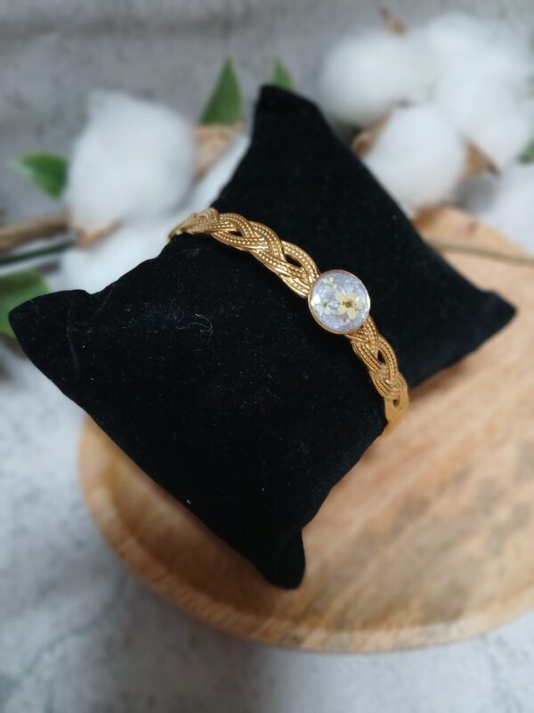 Bracelet jonc fleurs séchées sureau
