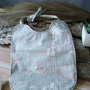 Bavoir à lien motifs lapin et étoile