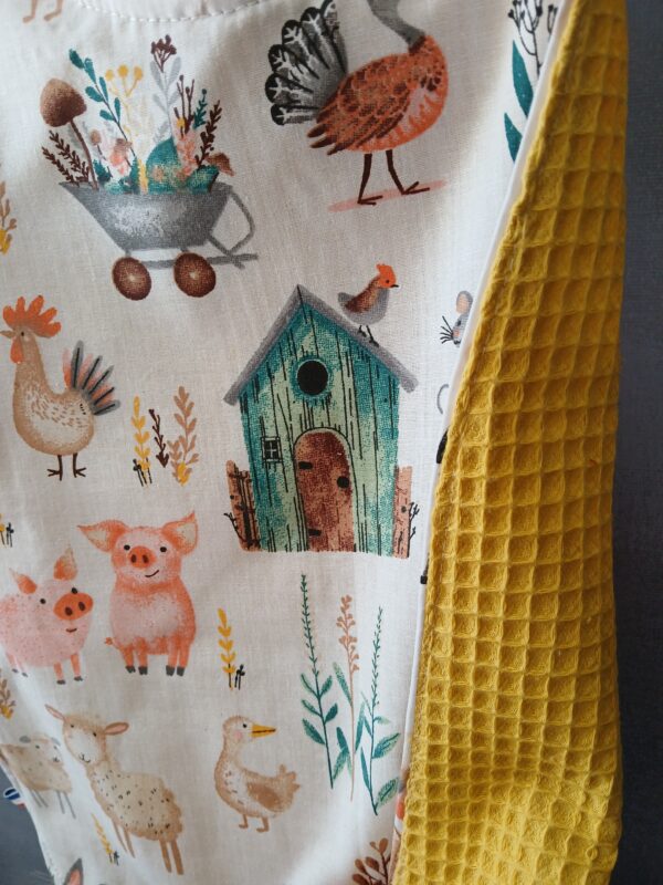 Grand bavoir type serviette de maternelle à motifs animaux de la ferme – Image 2