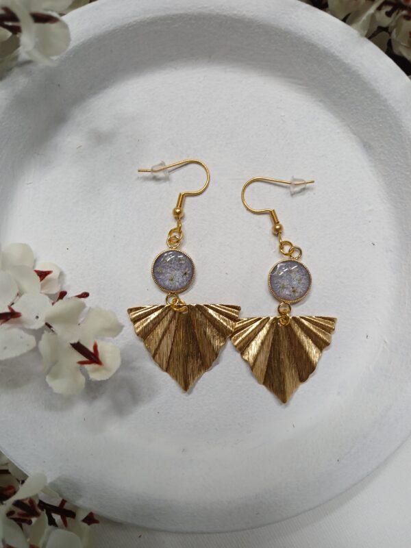 Boucles d'oreilles longues fleurs de carotte sauvage