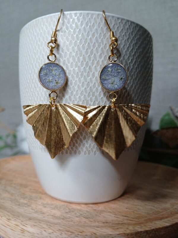 Boucles d'oreilles longues fleurs de carotte sauvage – Image 2