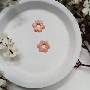 Pampilles interchangeables fleurs rose pailleté A5