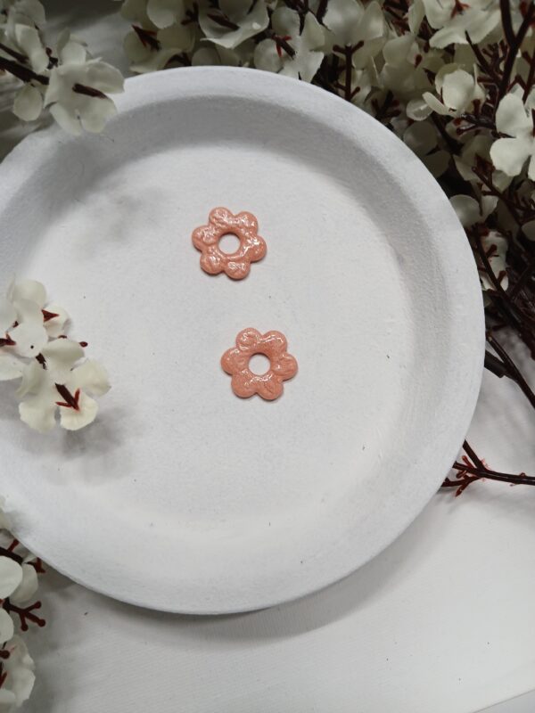 Pampilles interchangeables fleurs rose pailleté A5