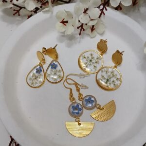 Boucles d'oreilles fleurs séchées