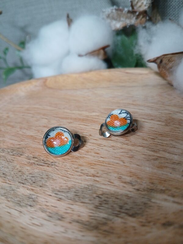 Puces d'oreilles clips cabochon B4