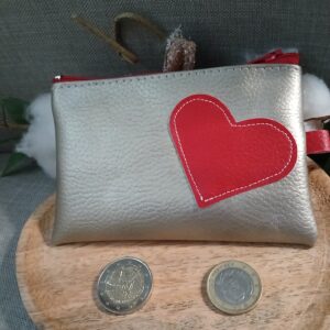 Porte-monnaie doré coeur rouge