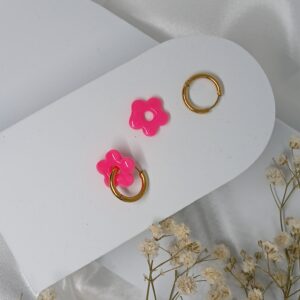 Mini-pampilles interchangeables fleurs, rose fluo