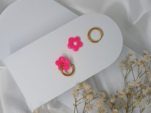 Mini-pampilles interchangeables fleurs, rose fluo