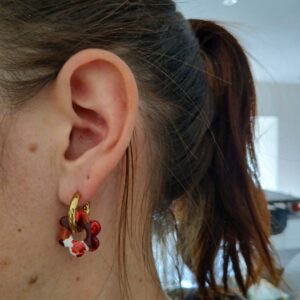 Pampilles interchangeables fleurs ARTEMIS  tons rouges