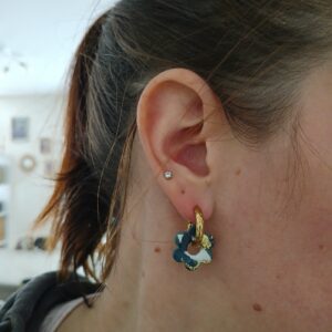 Créoles et Pampilles interchangeables fleurs ARTEMIS tons bleus