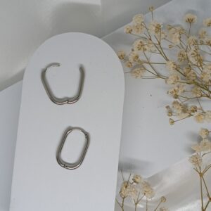 Créoles argentées ovales acier inoxydable