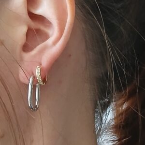 Créoles argentées ovales acier inoxydable