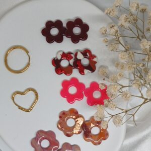 Pampilles interchangeables fleurs ARTEMIS  tons rouges