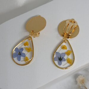 Boucles à clip pour oreilles non percées myosotis et Alysse