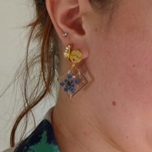 Boucles d&rsquo;oreilles fleurs de carotte sauvage bleues