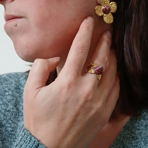 bague et boucles d'oreilles pâte polymère