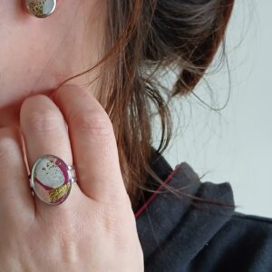 Coffret bijoux femme boucles d&rsquo;oreilles puces et bague argentée