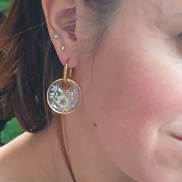 boucles d'oreilles fleurs séchées fait main, cantal