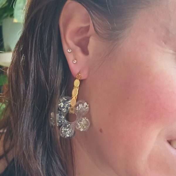 créoles et fleurs séchées du cantal, bijou fait main