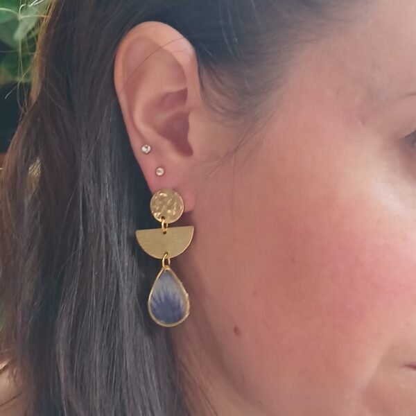 Boucles d'oreilles faites main, fleurs séchées, cantal