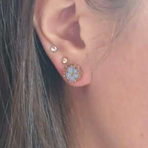 Boucles d&rsquo;oreilles puces en résine et fleurs séchées fait main