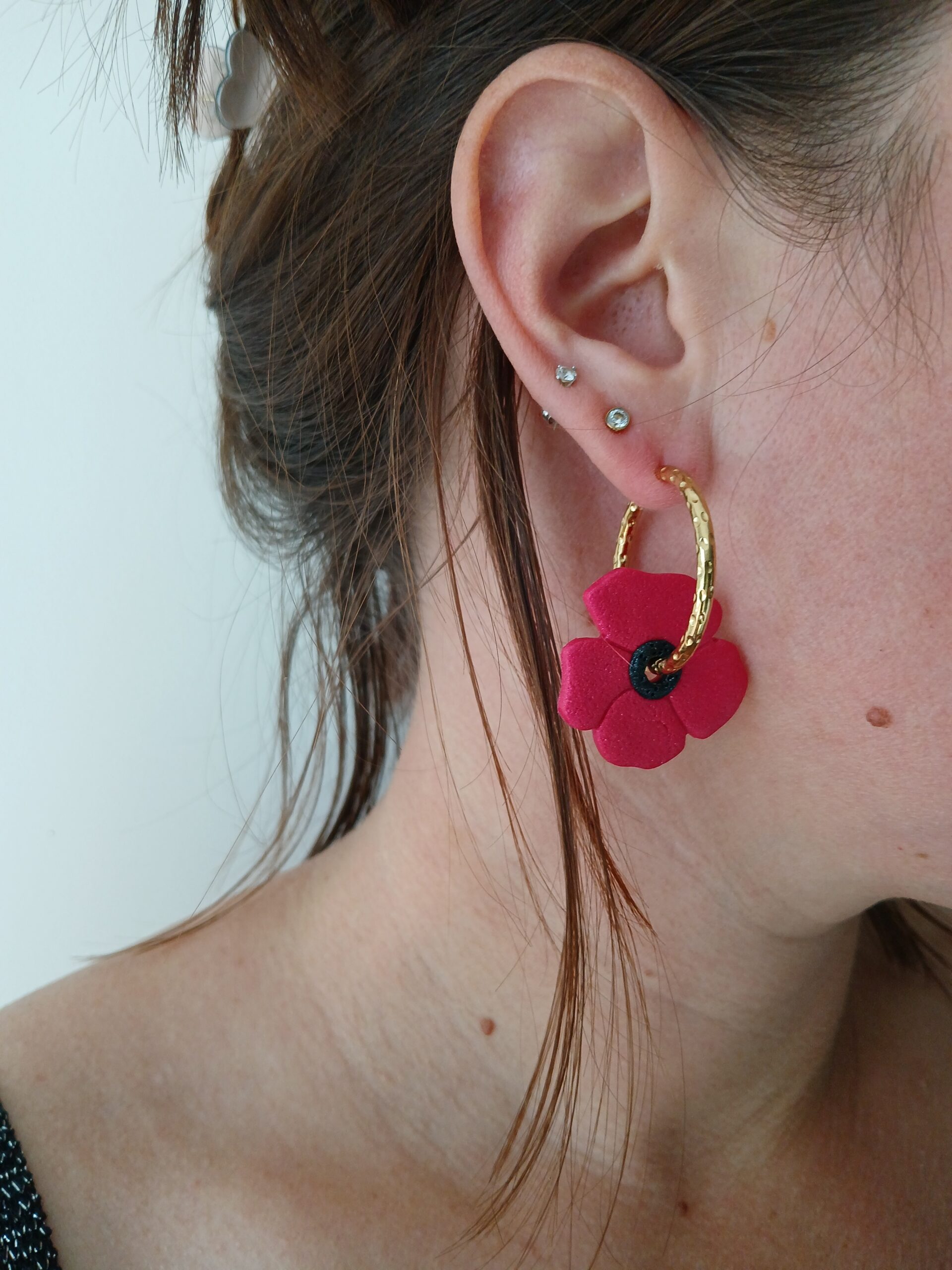 boucles d'oreilles coquelicots rouges