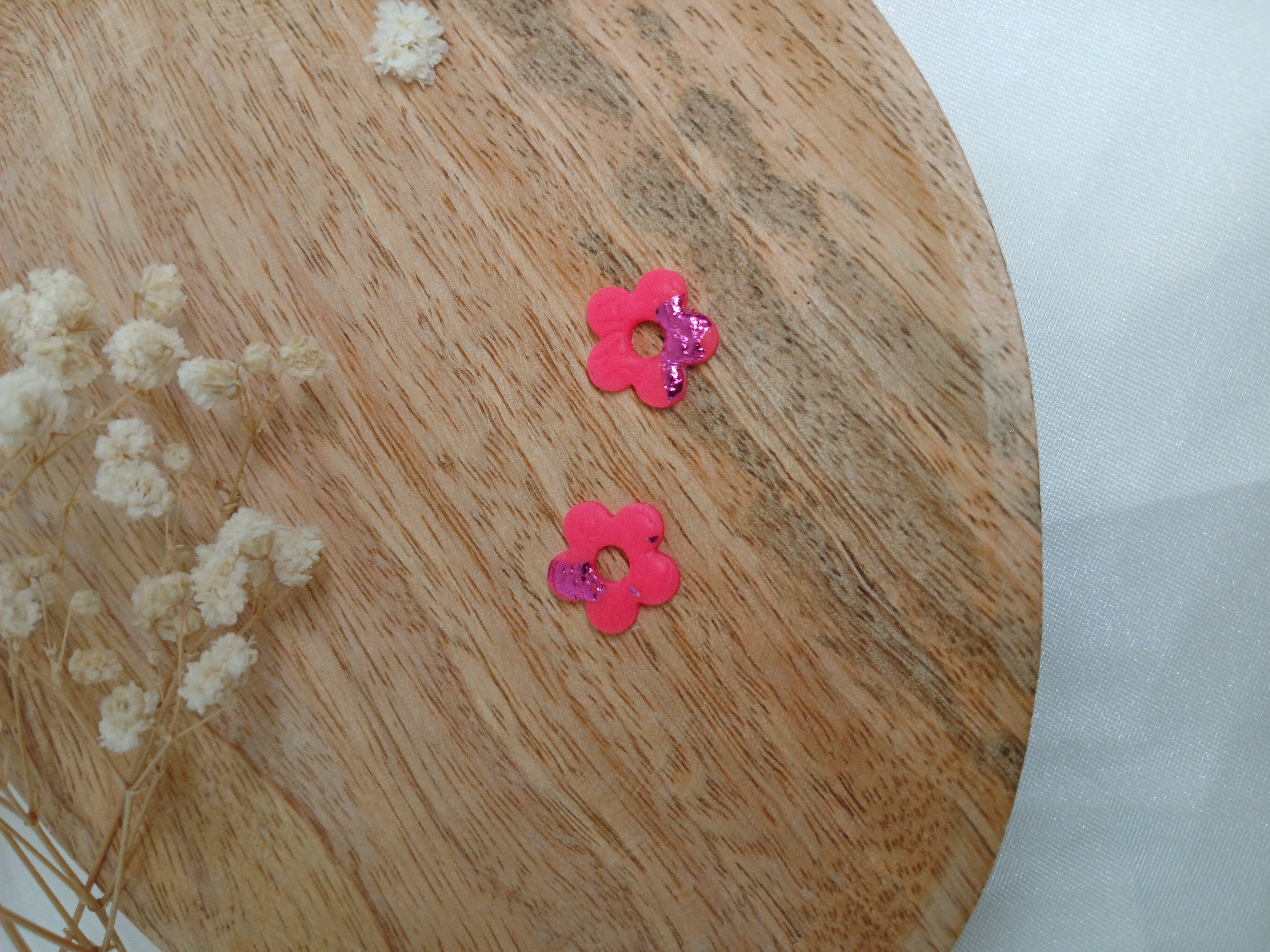 Mini-pampilles interchangeables fleurs rose fluo