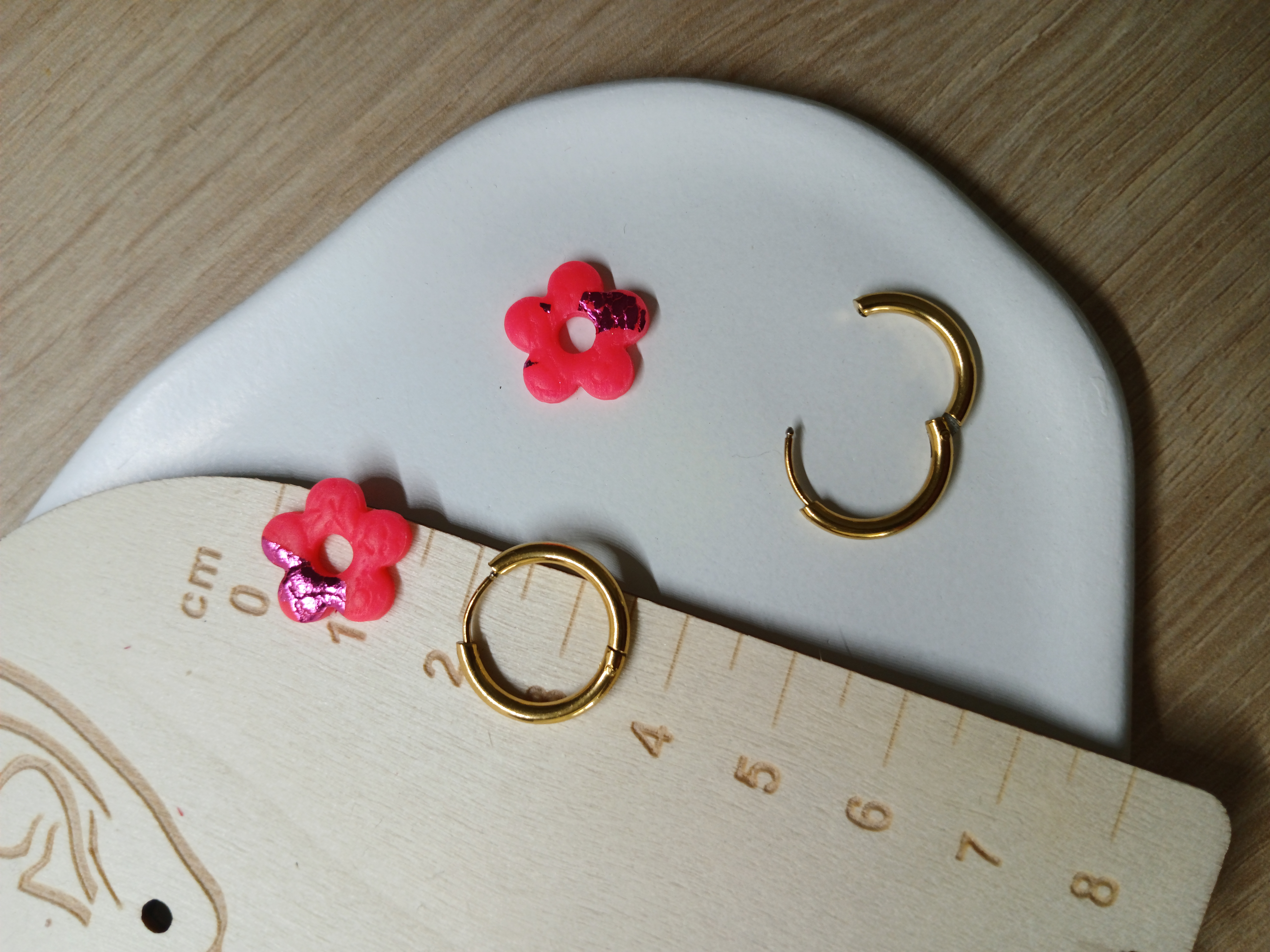 Mini-pampilles interchangeables fleurs rose fluo